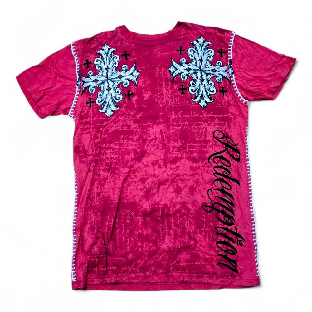 Raw State Redemption Graphic T Shirt Mens XXL Red Black Gothic Y2K MMA Core Cros